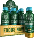 BrainJuice Decaf Brain Support Shot, Gluten Free Shots συμπλήρωμα για την ενέργεια & εστίαση, υγιεινά ποτά με Alpha GPC, βιταμίνη Β & Decafeinated Green Tea Leaf, Ροδάκινο Mango, 2,5 fl oz, 12 Pack