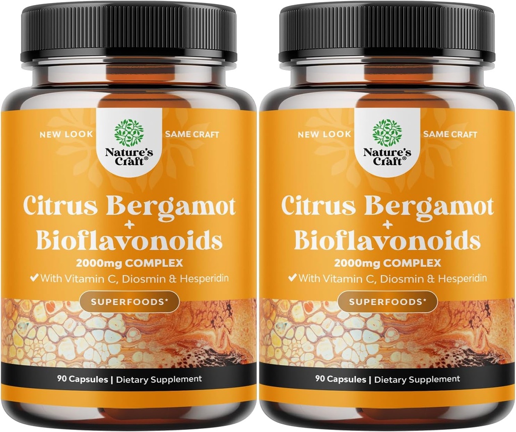 Citrus Bergamot συμπλήρωμα με Citrus Bioflavonoids - Ultimate Citrus Bioflavonoids συμπλήρωμα με Citrus Bergamot Extract 1000mg Rutin και Hesperidin για την υποστήριξη της ανοσίας & της καρδιάς (2 μήνες)
