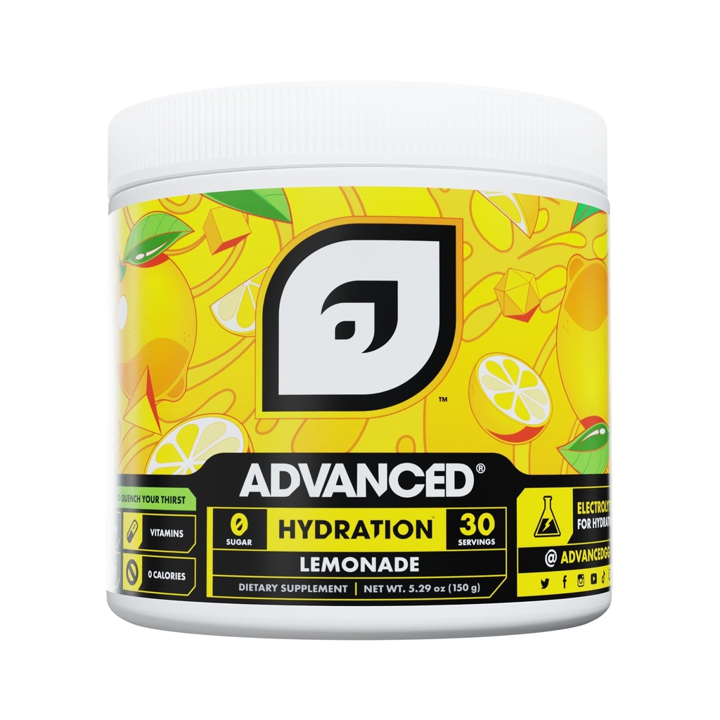 Advanced Hydration High-Performance Ηλεκτρολυτικό Ποτό Μείγμα με Βιταμίνες Β για Ενυδάτωση Ολων των Ημερών - Καφεΐνη Χωρίς, Μηδέν Θερμίδες, Χωρίς Ζάχαρη, & Κετό Φιλικό - (30 Σερβιέτες, Λεμονάδα)