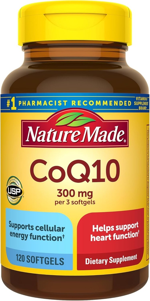 Nature Made CoQ10 300mg ανά 3 Softgels, Heart Health & Antioxidant Support, 120 Softgels, 40 Day Supply
