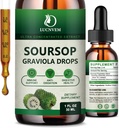 Soursop Graviola Liquid Drops 2000mg, εκχύλισμα Soursop Organic Pure for Natural Antioxidant, Cell Support & Regeneration, Immune Boost, Soursop Bitters Liquid - Soursop Flavor- 1 FL OZ
