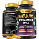Kava Kava Root Supplement - 8in1 Formula - Συνδυάστε με Ashwagandha, Maca, Turmeric, Ginkgo Biloba, St. John's Wort, Valerian & Black Pepper - 120 Vegan Κάψουλες, 4 Μήνες Προμήθεια