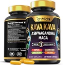 Kava Kava Root Supplement - 8in1 Formula - Συνδυάστε με Ashwagandha, Maca, Turmeric, Ginkgo Biloba, St. John's Wort, Valerian & Black Pepper - 120 Vegan Κάψουλες, 4 Μήνες Προμήθεια