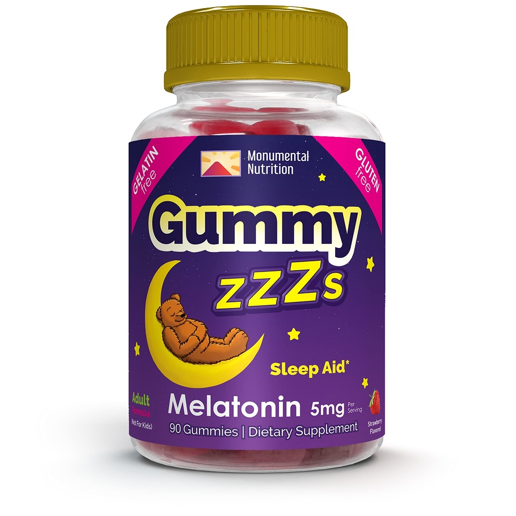 Gummy ZZZs Melatonin - Sleep Gummies 5 mg - Flavor Φράουλα - 90 Count - Vegan-Friendly, Gelatin και Gluten Free - Halal και Kosher Certified - Nighttime Gummies για άνδρες και γυναίκες
