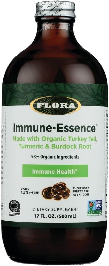 Flora Health Flor-Essence με Τουρκία Tail & Turmeric, Πλούσιο σε Πολυσακχαρίτες, 35+ Φαινολικές Ενώσεις με Αντιοξειδωτικά και Υποστήριξη Ανοσίας, 17-fl. oz. Γυάλινη φιάλη