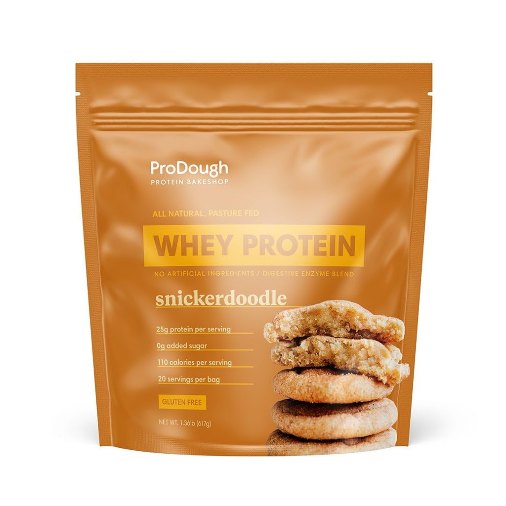 ProDough Gourmet Whey Isolate Hydrolized Protein Powder for Shake Mix- Easy Digest Enzyme Blend, 25g πρωτεΐνη ανά σερβίροντας, φυσικά συστατικά, χωρίς γλουτένη, Keto Friendly (Snickerdoodle)