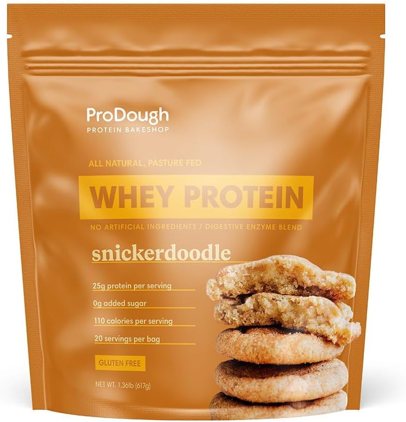ProDough Gourmet Whey Isolate Hydrolized Protein Powder for Shake Mix- Easy Digest Enzyme Blend, 25g πρωτεΐνη ανά σερβίροντας, φυσικά συστατικά, χωρίς γλουτένη, Keto Friendly (Snickerdoodle)