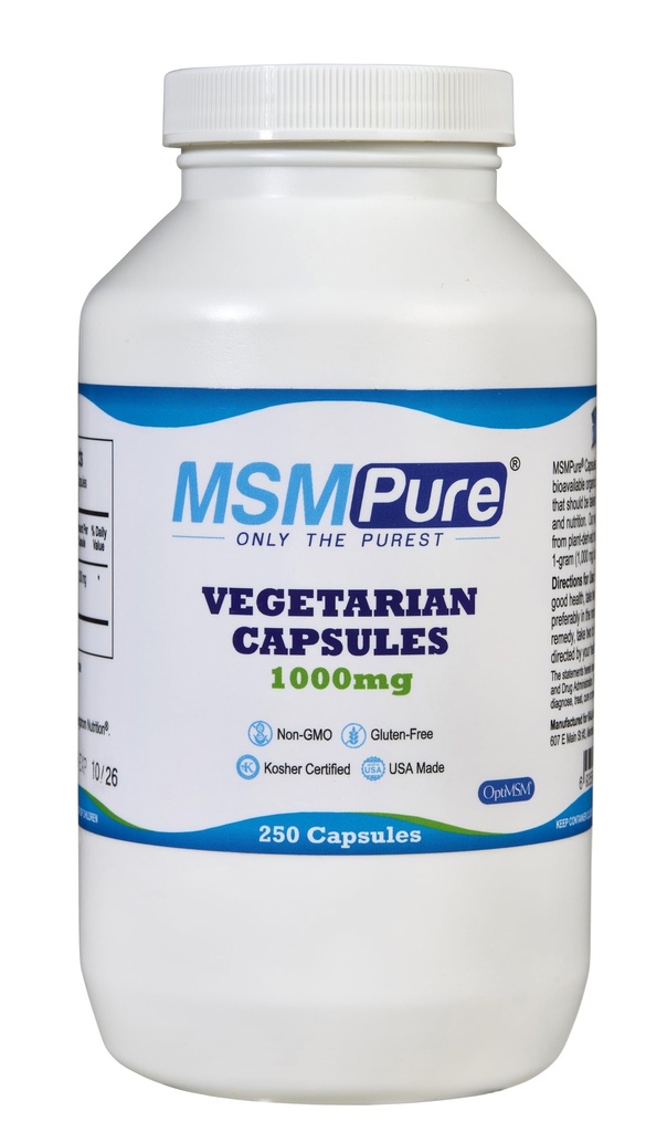 KALA ΥΓΕΙΑ MSMPure MSM Χορτοφαγικές κάψουλες – 1000 mg US-Made MSM ανά κάψουλα για κοινή υγεία, εμφάνιση δέρματος, υποστήριξη μαλλιών και νυχιών – 250 Count, Organic Sulfur