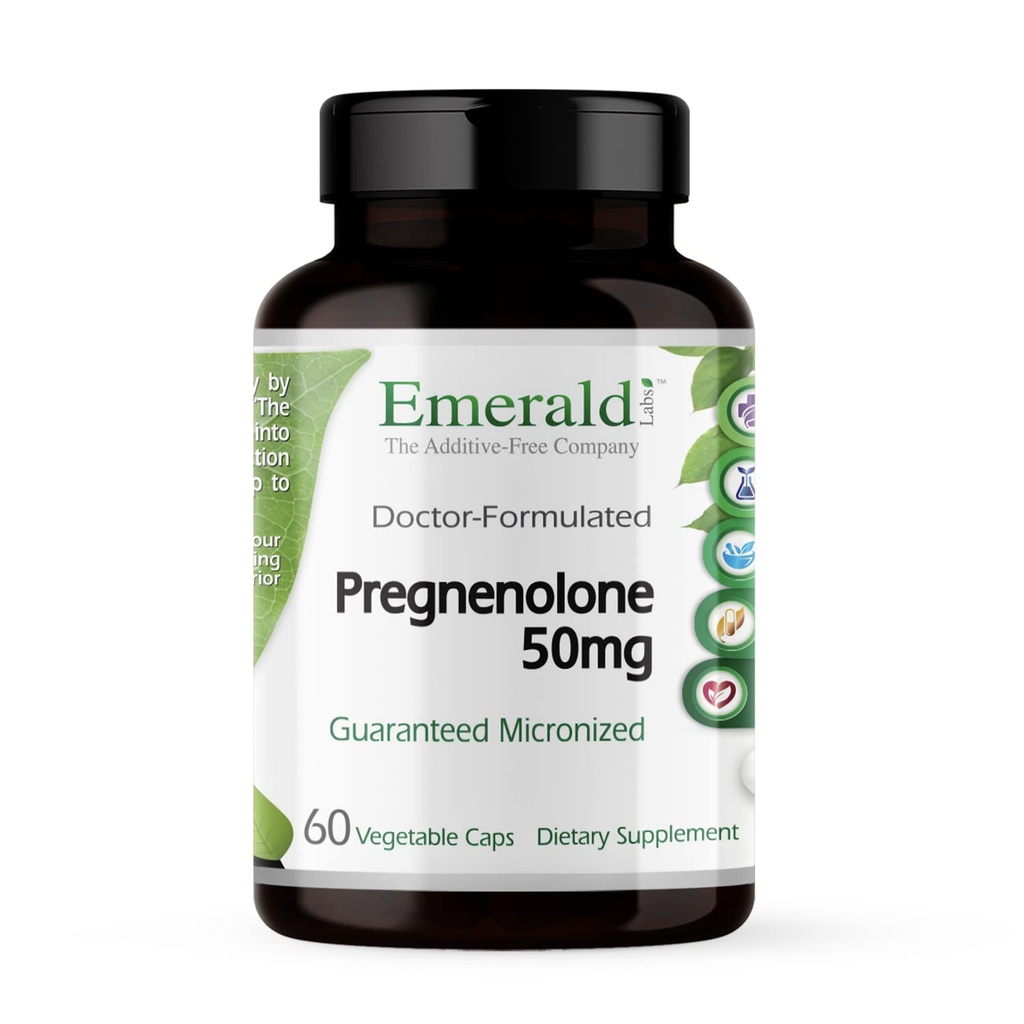 EMERALD LABS Pregnenolone 50mg - Premium συμπλήρωμα ευεξίας για να βοηθήσει την υγεία του εγκεφάλου, ανοσοποιητική υποστήριξη & ορμονική ισορροπία - Χωρίς γλουτένη - 60 κάψουλες λαχανικών (30-Ημέρα προσφοράς)
