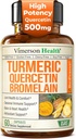 Quercetin με Bromelain Turmeric Curcumin Supplement – Αλλεργία Ανακούφιση, Κοινή & Ανοσολογική Υποστήριξη – Βιολογικό συμπλήρωμα κουρκουμά με Μαύρο Πιπέρι (Βιοπερίνη) – 60 Κάψουλες Quercetin 500mg