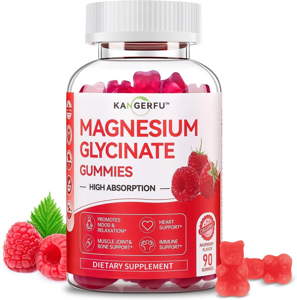 Καλύτερο Γλυκινικό Μαγνήσιο Gummies-300mg, Συμπλήρωμα Μαγνησίου Γλυκίνης για τις γυναίκες, Υψηλή απορρόφηση Βιταμίνες Μαγνησίου Gummy (60) Vegan Cont, Flexibility & Joint Health Supplement