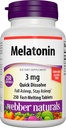 Webber Naturals Μελατονίνη 3 mg, Easy Dissolve, 250 Tablets, 100% Drug Free Sleep Aid for Adults, Gluten Free, Non-GMO, Κατάλληλο για χορτοφάγους