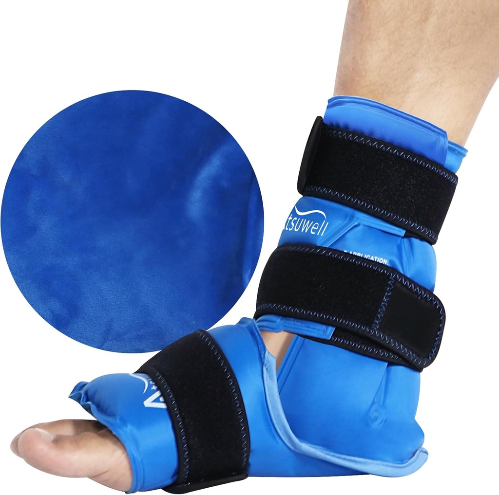 Atsuwell Ankle παγοκύστης Wrap, Reuseable παγοκύστης για Ankle, Μεγάλη Gel κρύο πακέτο πόδι για κρύο συμπίεση, Ευέλικτη Heel Gel πακέτο για άνδρες γυναίκες, χαλάρωση