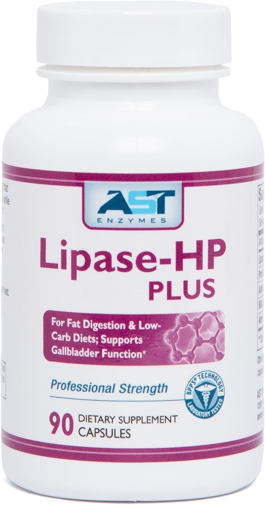 AST Enzymes Lipase-HP Plus – 90 κάψουλες για χορτοφάγους - Digestive Enzymes for Faty Foods – Keto Diet Digestive Enzyme Formula