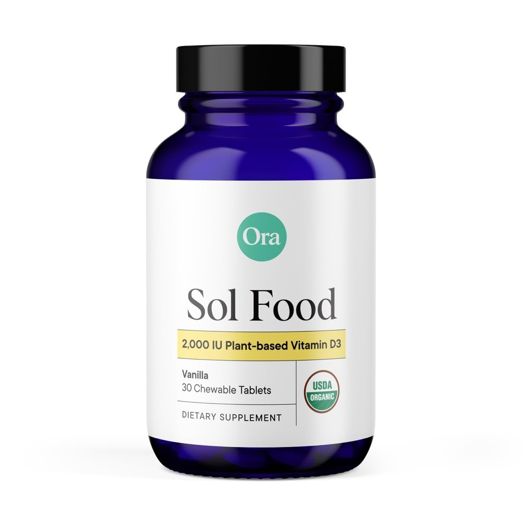 Ora Organic Vitamin D3 2000IU - Vegan Vitamin D Μασώμενα από Lichen για την υγεία των οστών, ανοσοποιητική υποστήριξη, & Mood 