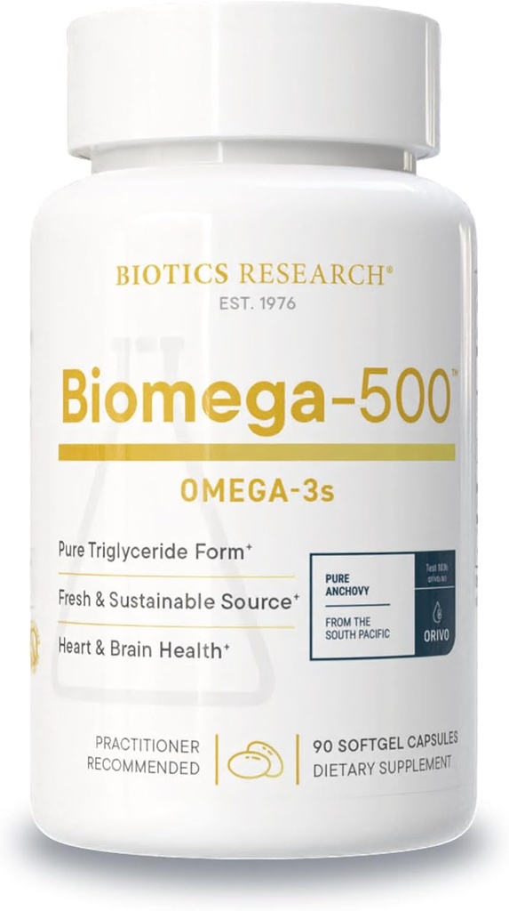 Biotics Research Biomega 500 Ωμέγα 3 Fish Oil συμπλήρωμα, Πολύ συμπυκνωμένο ιχθυέλαιο με EPA/DHA, Ωμέγα 3 λιπαρά οξέα, υποστηρίζει ανοσοποιητικό και καρδιοαγγειακό 90 κάψουλες Softgel