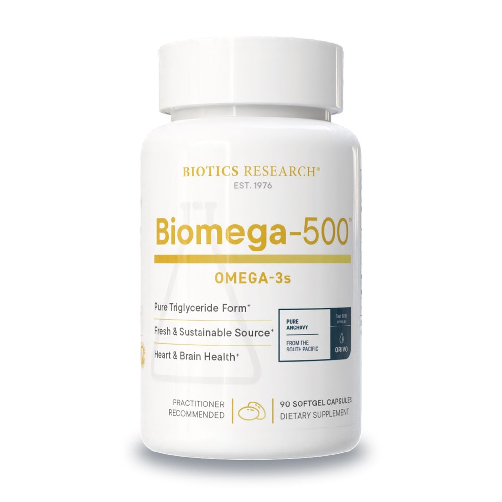 Biotics Research Biomega 500 Ωμέγα 3 Fish Oil συμπλήρωμα, Πολύ συμπυκνωμένο ιχθυέλαιο με EPA/DHA, Ωμέγα 3 λιπαρά οξέα, υποστηρίζει ανοσοποιητικό και καρδιοαγγειακό 90 κάψουλες Softgel