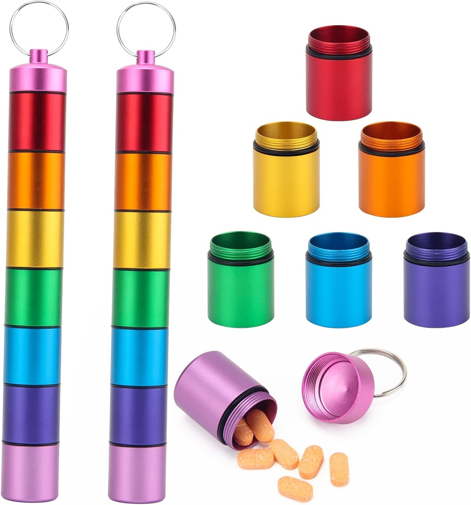 Μικρή φορητή θήκη με μπρελόκ χαπιών, Windpeed 7 Days Hill Box Holder Weekly Storage Organizer Container Case for Travel Medicine Organizer, Waterproof & Reuseable (7 χρώματα) (2)