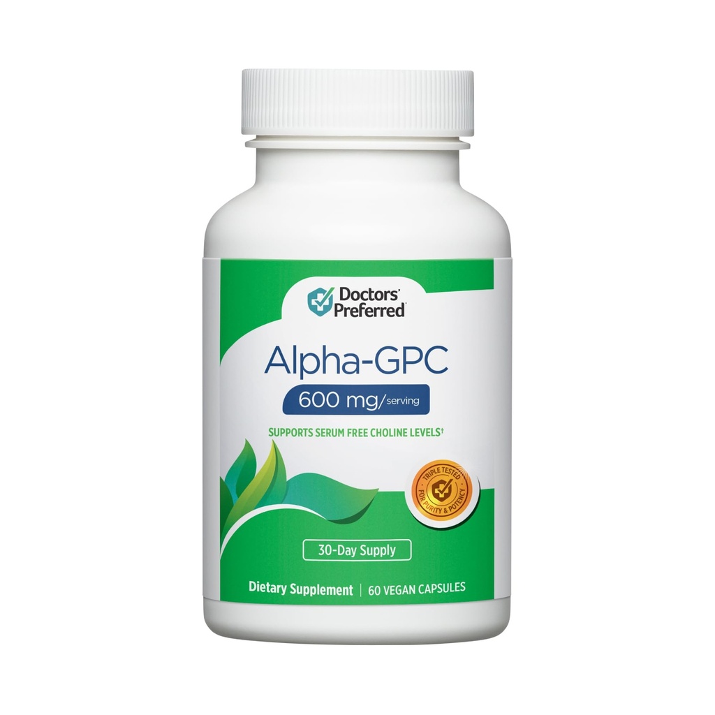 ΠΡΟΣΑFΜΟΓΗ ΓΙΑΤΡΩΝ Alpha GPC συμπλήρωμα - Premium Formula. 600 MG/Serving, 60 κάψουλες Vegan, 30-Day Supply
