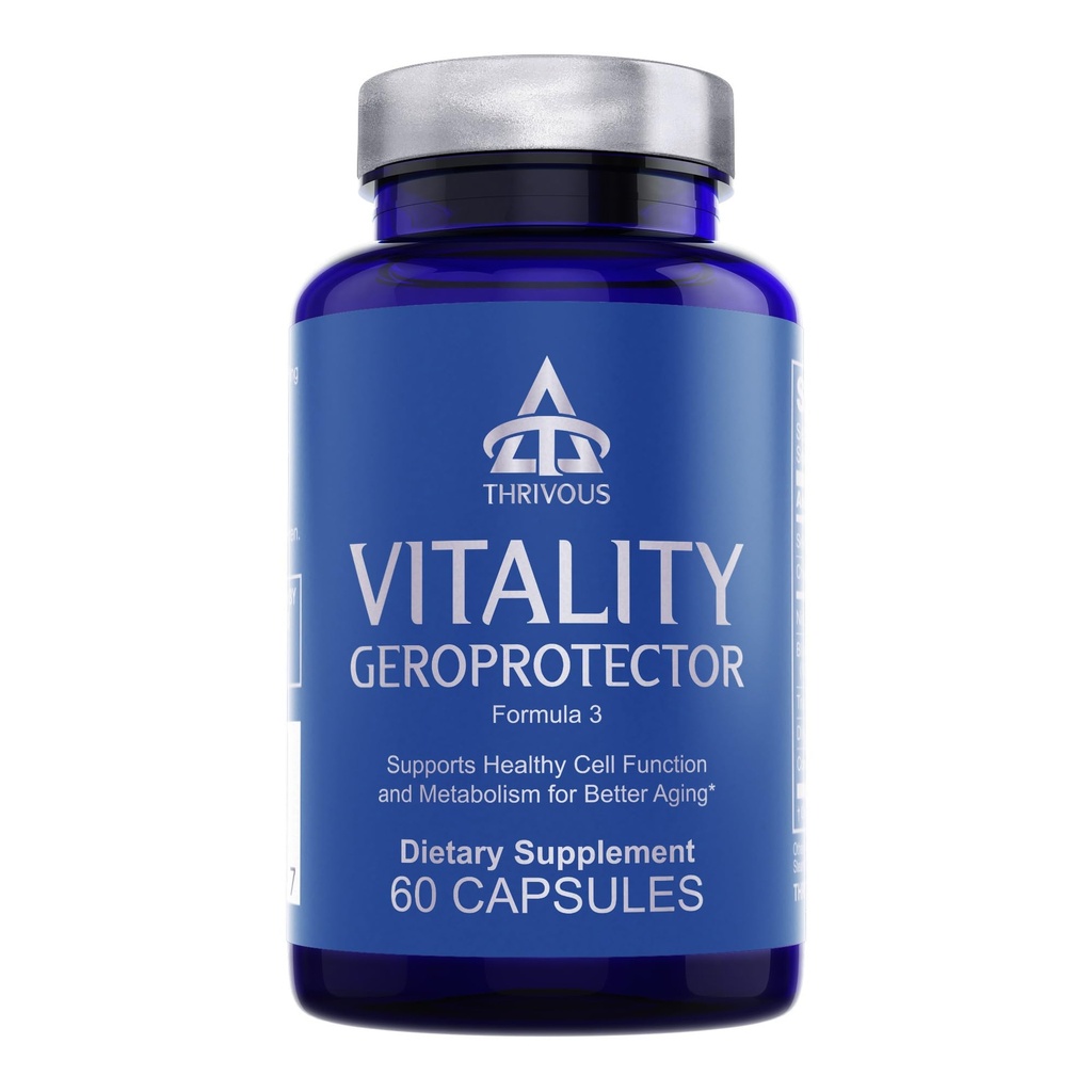 Thrivous Vitality Geroprotector – Metabolic & Cellular Support Supplement with Dihydro Berberine, Nicotinamide Riboside, Mirtoselect Blueberry, Resveratrol & CoQ10 – 60 Vegan Capsules
