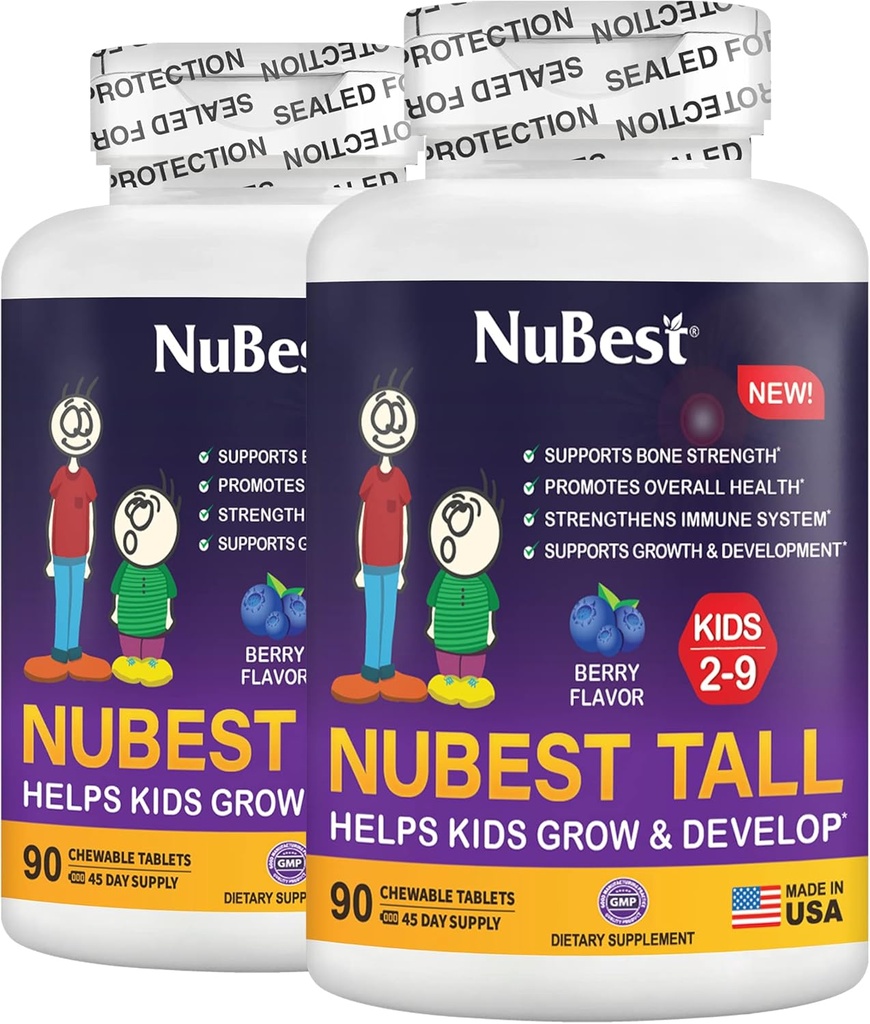NuBest Tall Kids - Toddlers Βιταμίνες και Παιδικές Βιταμίνες για την ηλικία 2 έως 9 - Υποστηρίξτε τη δύναμη των οστών, τη συνολική υγεία και την ανοσία - Σχήματα ζώων - 180 Chewable Berry Tablets 