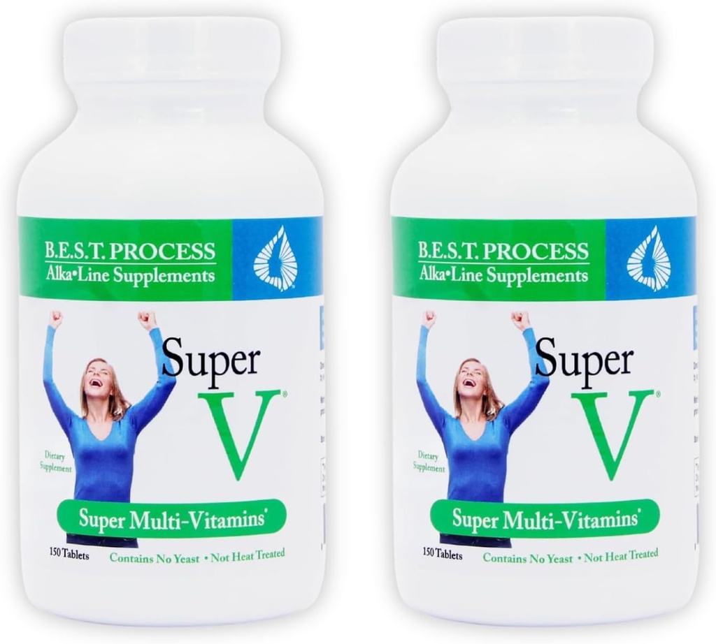 SuperV (2 Pack) Best Process AlkaIine — Energizing & Detoxifying Multivitamin — Vitamins & Minerals with Digestive Enzymes, Superfoods and Herbs