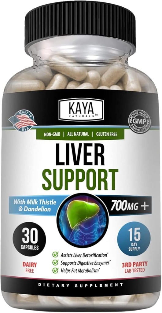 Kaya Naturals Liver Cleanse Detox & Repair - συμπλήρωμα γαϊδουράγκαθου - Detox ήπατος για γυναίκες και άνδρες - εκχύλισμα Artichoke και κάψουλες ρίζας Dandelion - 30 Count