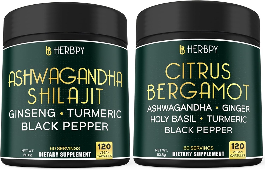 Bundle 5in1 Ashwagandha Shilajit & 6in1 Συμπληρώματα εσπεριδοειδών Bergamo