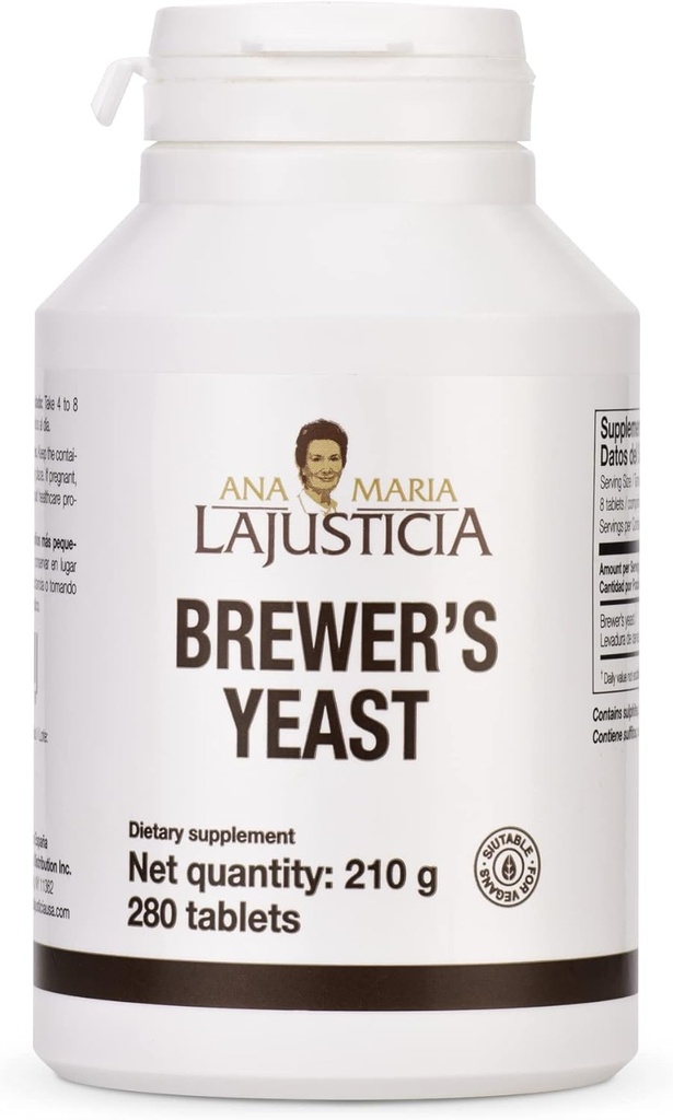 Ana Maria Lajusticia- BREWER'S Yeast - Source of Vitamins, Heart Health and Healthy Digestion - 70 Days Treatment Pack . Sugar Free & Vegan Friendly.