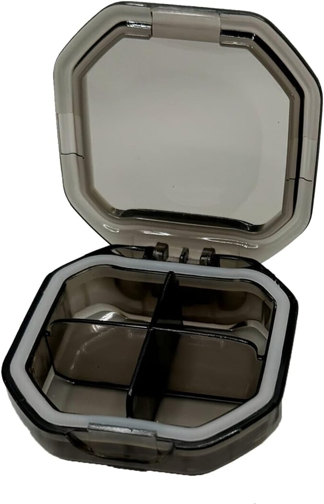 Travel Pill Organizer - Ανθεκτικό, Watertight Pill Υπόθεση Ταξιδιών Μέγεθος με 4 διαμερίσματα - Compact Pill Travel Θήκη για Βιταμίνες, Συμπληρώματα, Ιατρική - Travel Pill Container για Πουρέ (Gray)