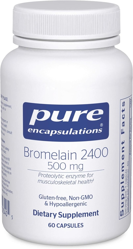 Pure Encapsulations Bromelain 2400 500 mg - για την Digestive Υποστήριξη & Μυοσκελετική Υγεία - Υποστηρίζει αρθρώσεις & ανάνηψη μυών* - Πρωτολυτικά ένζυμα - Vegan - 60 κάψουλες