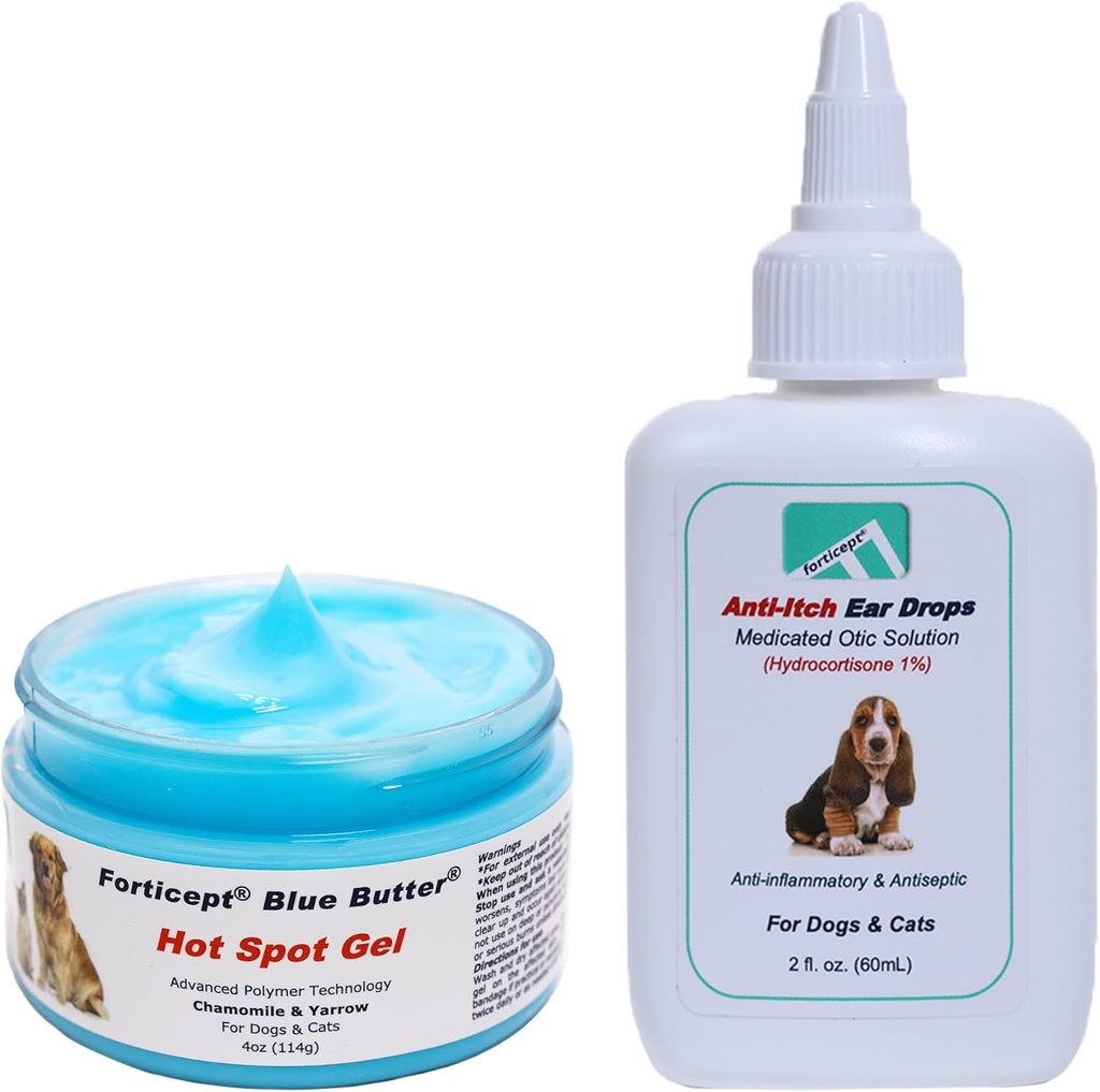 Μπλε Βούτυρο Hot Spot Κρέμα Trteatment 4oz για τα σκυλιά και τη μόλυνση του αυτιού Θεραπεία σταγόνες 2oz για τα σκυλιά