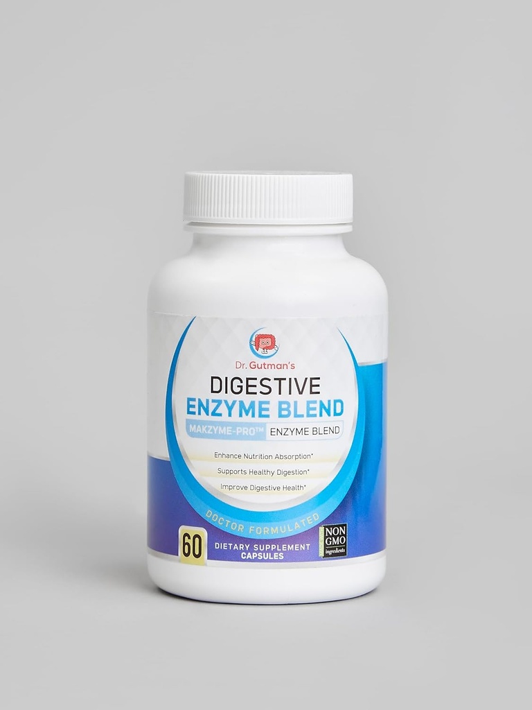 Dr. Gutman's Digestive Enzyme & Probiotic Synbiotic, 60 Veggie Caps - All-Natural Digestive Health Support with Bromelain, Papain, Lipase, Lactase & Galactosidase, for Enhanced Nutrient Abvorvation