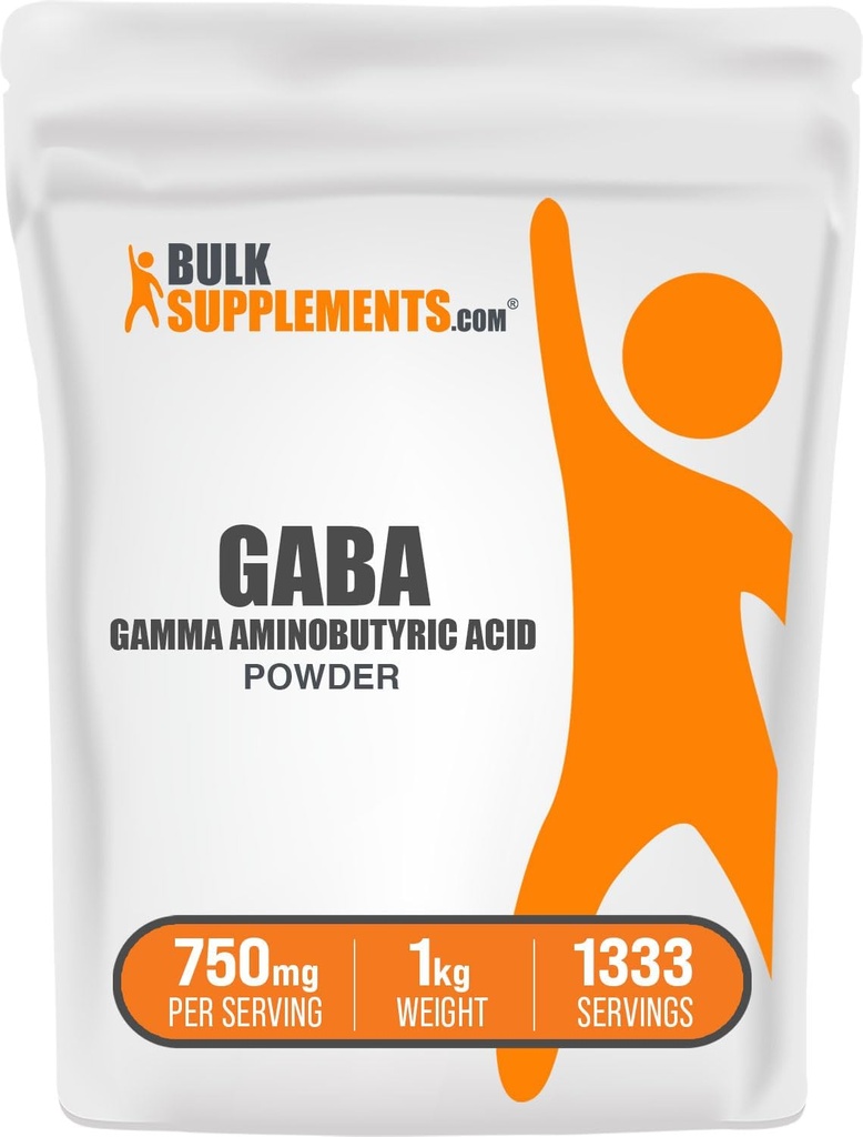 BulkSupplements.com GABA Powder - Gamma Aminobutyric Acid, GABA Supplement, Amino Acid Supplement - Χωρίς γλουτένη, 750mg ανά σερβίρισμα, 1kg (2,2 lbs) (πακέτο των 1)