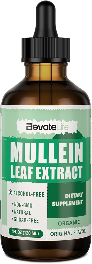 Mullein Drops for Lungs - Lung Cleanse & Detox - Vegan Mullein Leaf Extract Υγρή Βάμμα, Υποστήριξη για το αναπνευστικό, ανοσοποιητικό, Digestive Σύστημα, Φυσικό συμπλήρωμα βοτάνων, Μη ΓΤΟ,4 FL OZ