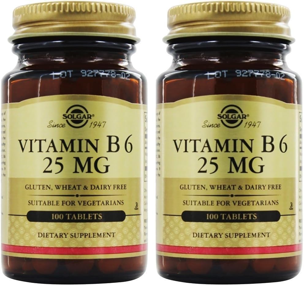 SOLGAR Βιταμίνη B6 25 Mg, 100 δισκία, 100 μέτρα (πακέτο των 24)