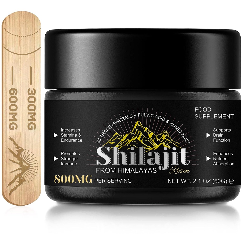 Shilajit Pure Himalayan Resin,Pure Shilajit με 85+ Trace Minerals & Fulvic Acid για την ενέργεια και το ανοσοποιητικό των ανδρών και των γυναικών 2.1 OZ (4 Μήνες Προμήθεια)