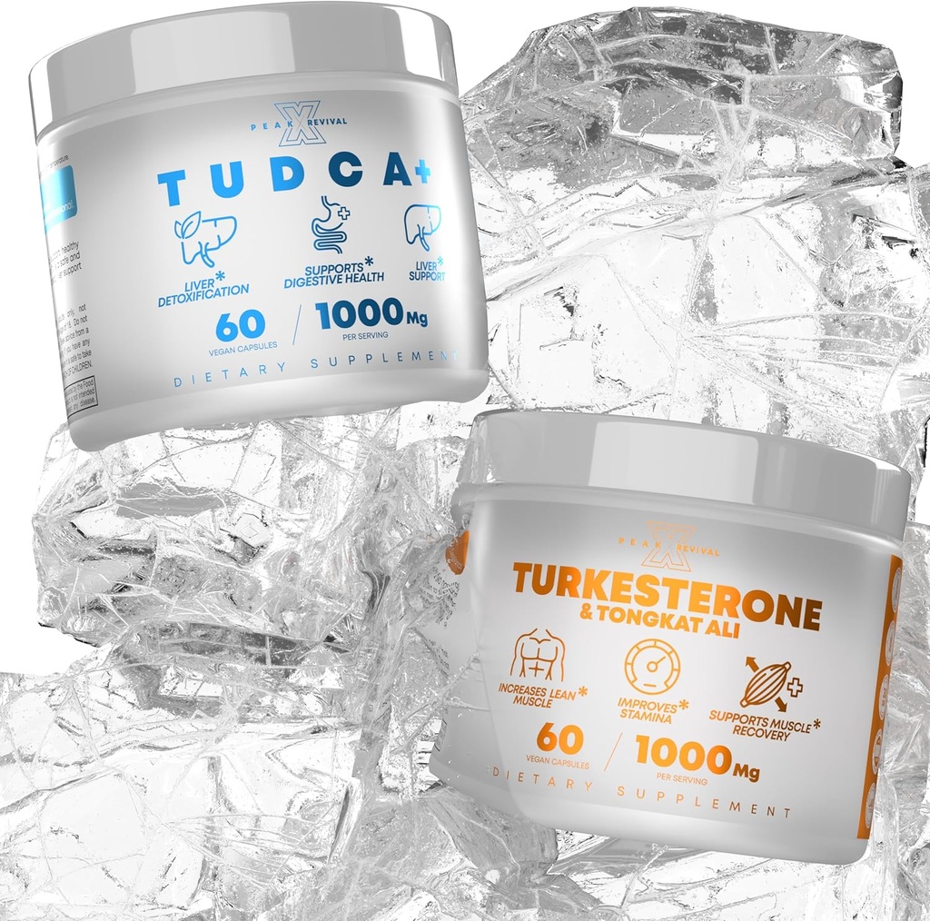 TUDCA+ 1000mg Bile Salt Supplement for Liver Support + Turkesterone & Tongkat Ali 1000mg Increase Stamina (60 Capsules)