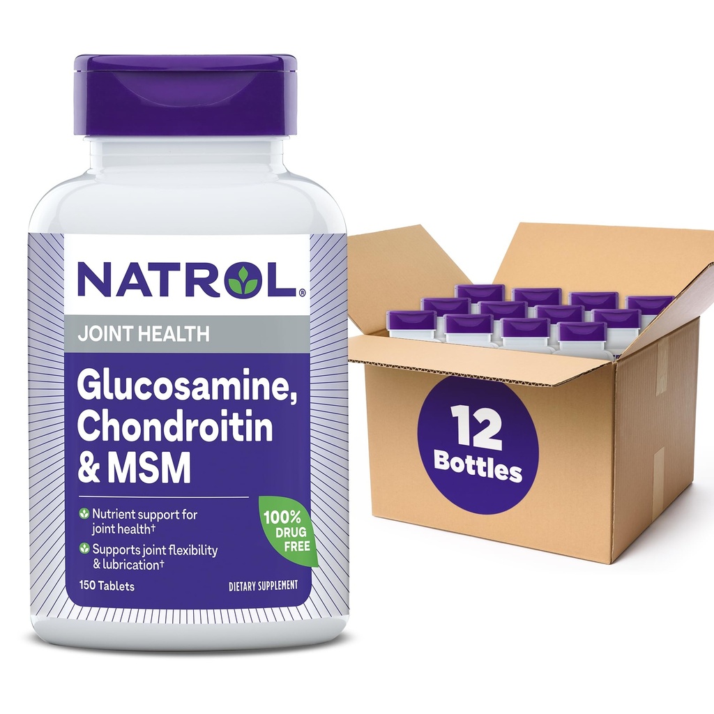 Natrol Glucosamine Chondroitin και MSM δισκία, 150- Count (πακέτο των 12