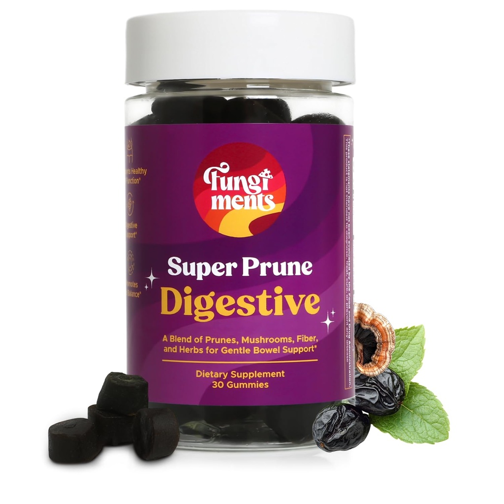 Μανιτάρια Super Prune - συμπλήρωμα μανιταριών - Τουρκία Μανιτάρια ουράς, Ίνες, Ραβέντι, Prunes, Ginger, Χαμομήλι - Ανακούφιση, δυσκοιλιότητα (30 Gummies μανιταριών)
