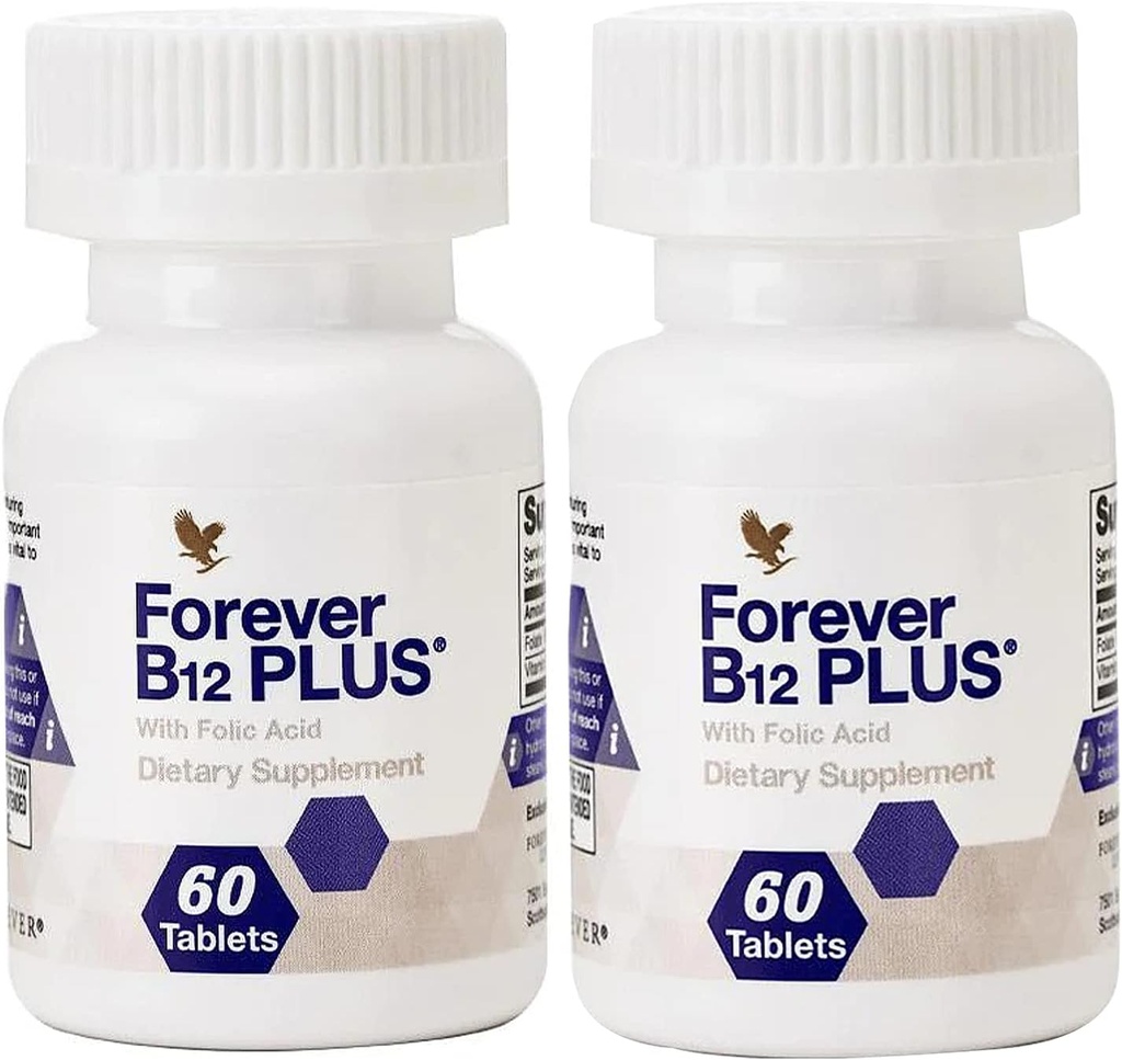 Forever Living - B12 Plus - Ουσιώδεις Βιταμίνες Β για την Ενέργεια, την Ανοσολογική Υποστήριξη και την Υγεία των Ερυθρών Κυττάρων Αίματος - Vegan, Vegetarian και Gluten- Free - 120 Tablets