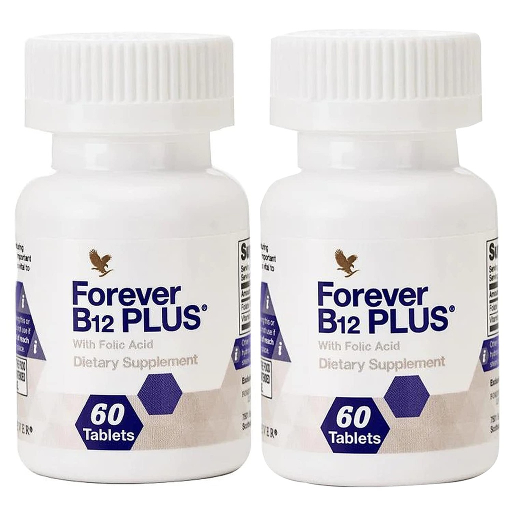 Forever Living - B12 Plus - Ουσιώδεις Βιταμίνες Β για την Ενέργεια, την Ανοσολογική Υποστήριξη και την Υγεία των Ερυθρών Κυττάρων Αίματος - Vegan, Vegetarian και Gluten- Free - 120 Tablets