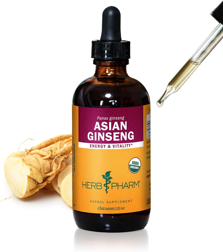 Herb Pharm Asian (Panax) Ginseng Liquid Extract for Energy and Stamina Support - 4 Ουγγιά