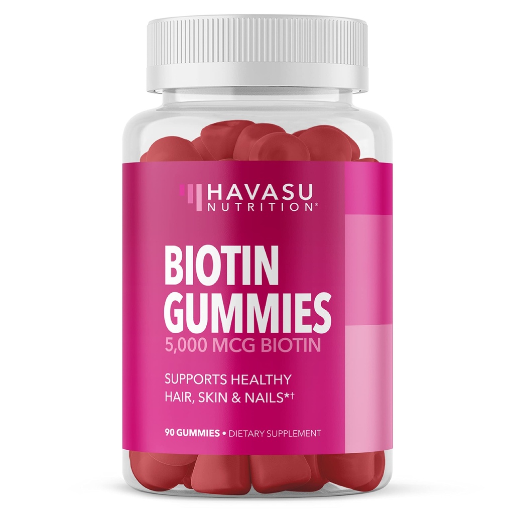 5000mcg Biotin Gummies για τα μαλλιά, το δέρμα και τα νύχια - Vegan συμπλήρωμα για γυναίκες και άνδρες - GLP-1 διατροφική υποστήριξη για την προώθηση Lucious κλειδαριές και Radiant δέρμα - Βιταμίνη B7 - Flavor Φράουλα, 90 κόμης