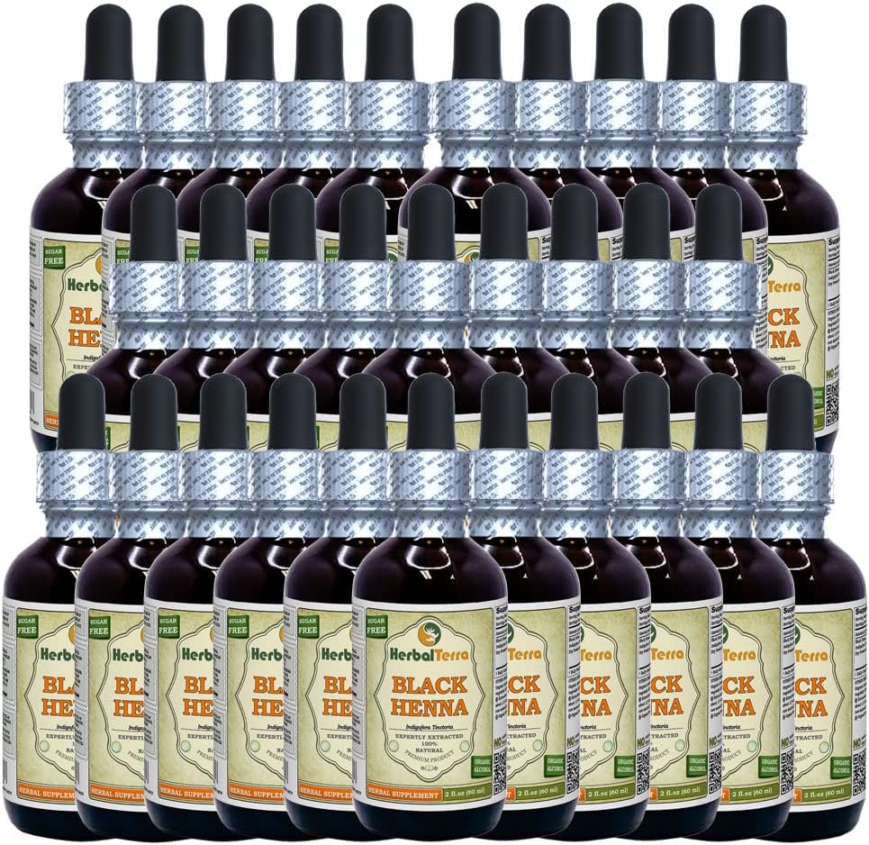 Black Henna (True Indigofera tinctoria) Tincture, Liquid Extract (Brand Name: HerbalTerra, Proudly Made in USA) 30x2 fl.oz (30x60 ml)