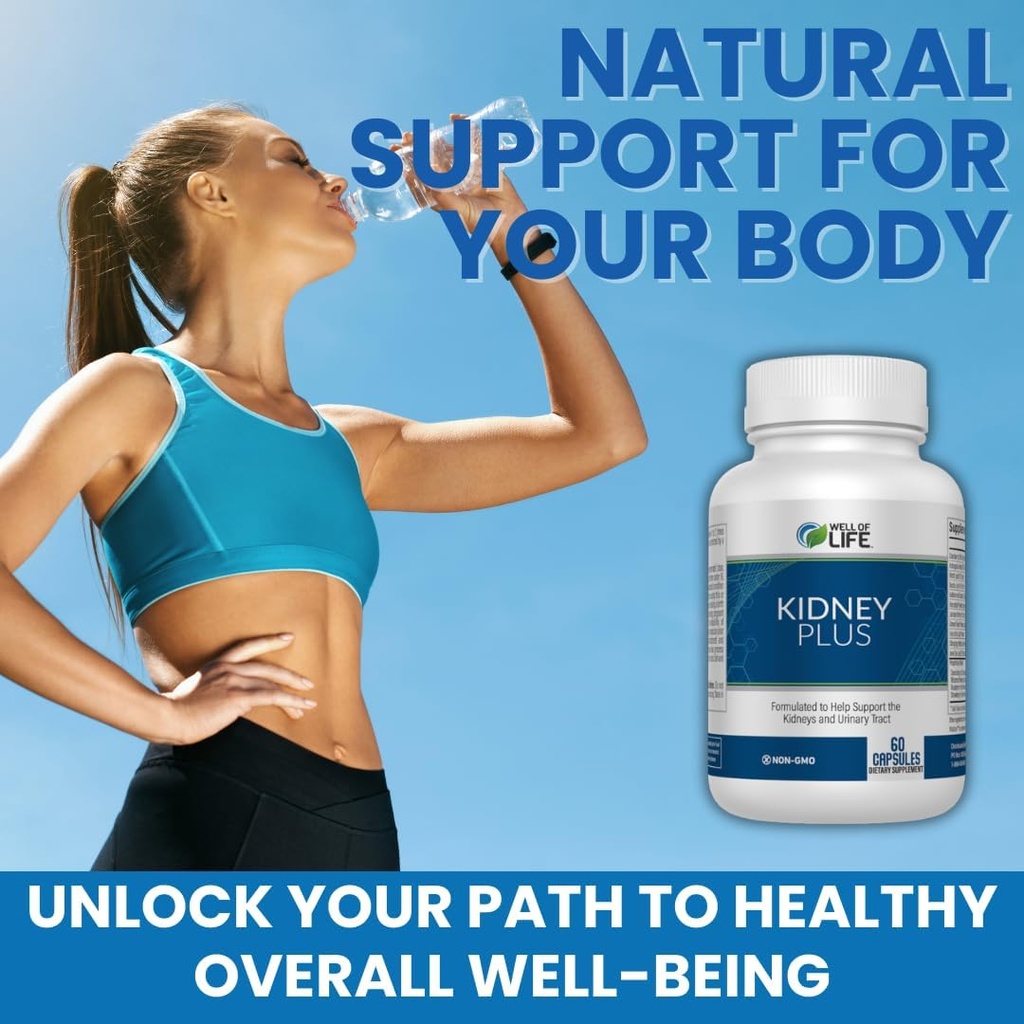 Well of Life: Kidney Plus 600mg με Cranberry Extract, Astragalus Root, Java Tea-Leaf & αντιοξειδωτικά για τη συνολική ευεξία, βοηθά υγιή λειτουργία του νεφρού και την ουρική τραχεία ευεξία, 60 κάψουλες