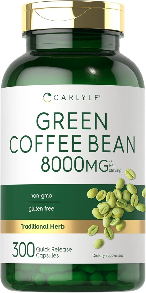 Carlyle Green Coffee Bean Extract | 8000 mg | 300 Capsules | Non-GMO and Gluten Free Formula | Traditional Herb Supplement