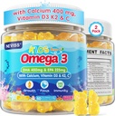 Παιδιά Omega 3 Gummies + Ασβέστιο 400mg + Βιταμίνη D3 K2 + C, Omega-3 DHA & EPA συμπλήρωμα - Δεν Ψάρια Burps, Χωρίς Ζάχαρη - Παιδιά & Έφηβοι Omḛga 3 + Πολυβιταμίνη Gummy για Ισχυρά Οστά, Εγκέφαλο, Ανοσοποιητικό, Μάτι, 2Pack