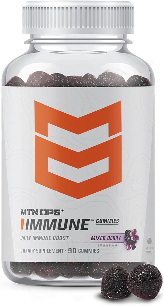 MTN OPS Immune Gummies Immune Support Supplement, 90 Gummies with Elderberry & Aronia Berry Immune Booster for Adults, Mixed Berry Flavor & Φυσικά Χωρίς γλουτένη