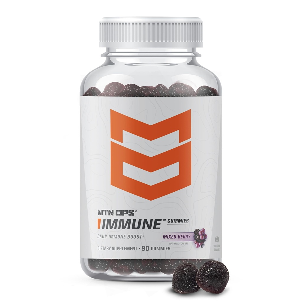 MTN OPS Immune Gummies Immune Support Supplement, 90 Gummies with Elderberry & Aronia Berry Immune Booster for Adults, Mixed Berry Flavor & Φυσικά Χωρίς γλουτένη
